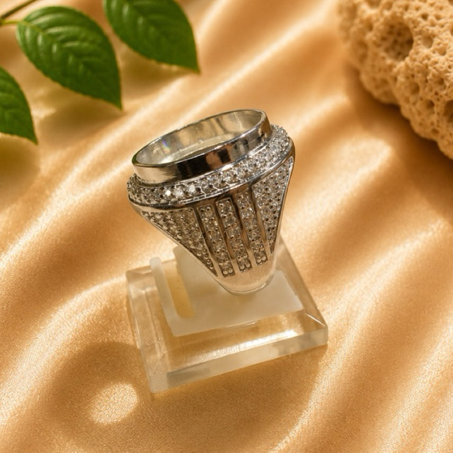 Ring/Emban Cincin Alpaka Microsetting Tanam 20x15 mm