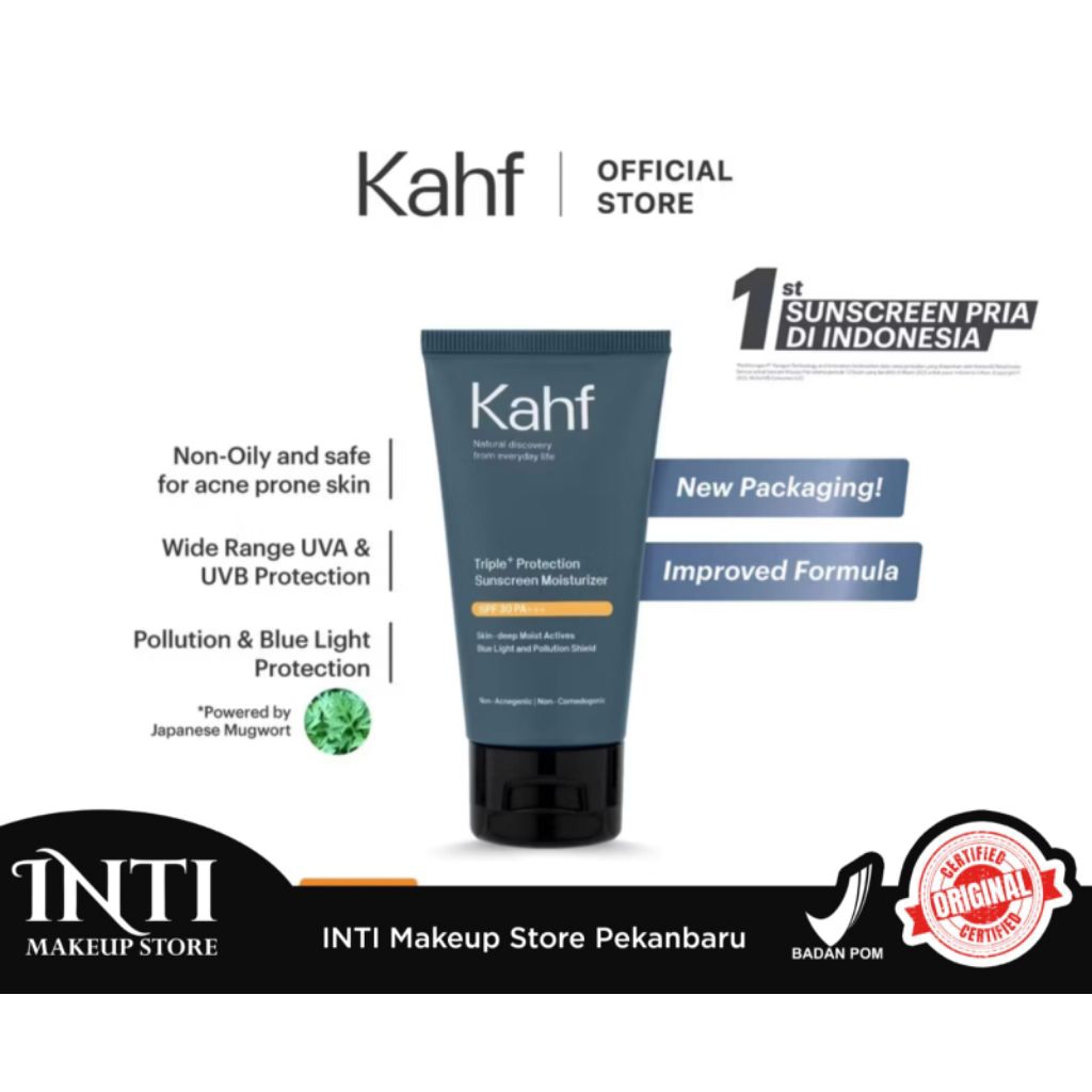INTIMAKEUP - KAHF TRIPLE PROTECTION SUNSCREEN MOISTURIZER SPF30++ 30ml | Pelembap Wajah Pria dengan 