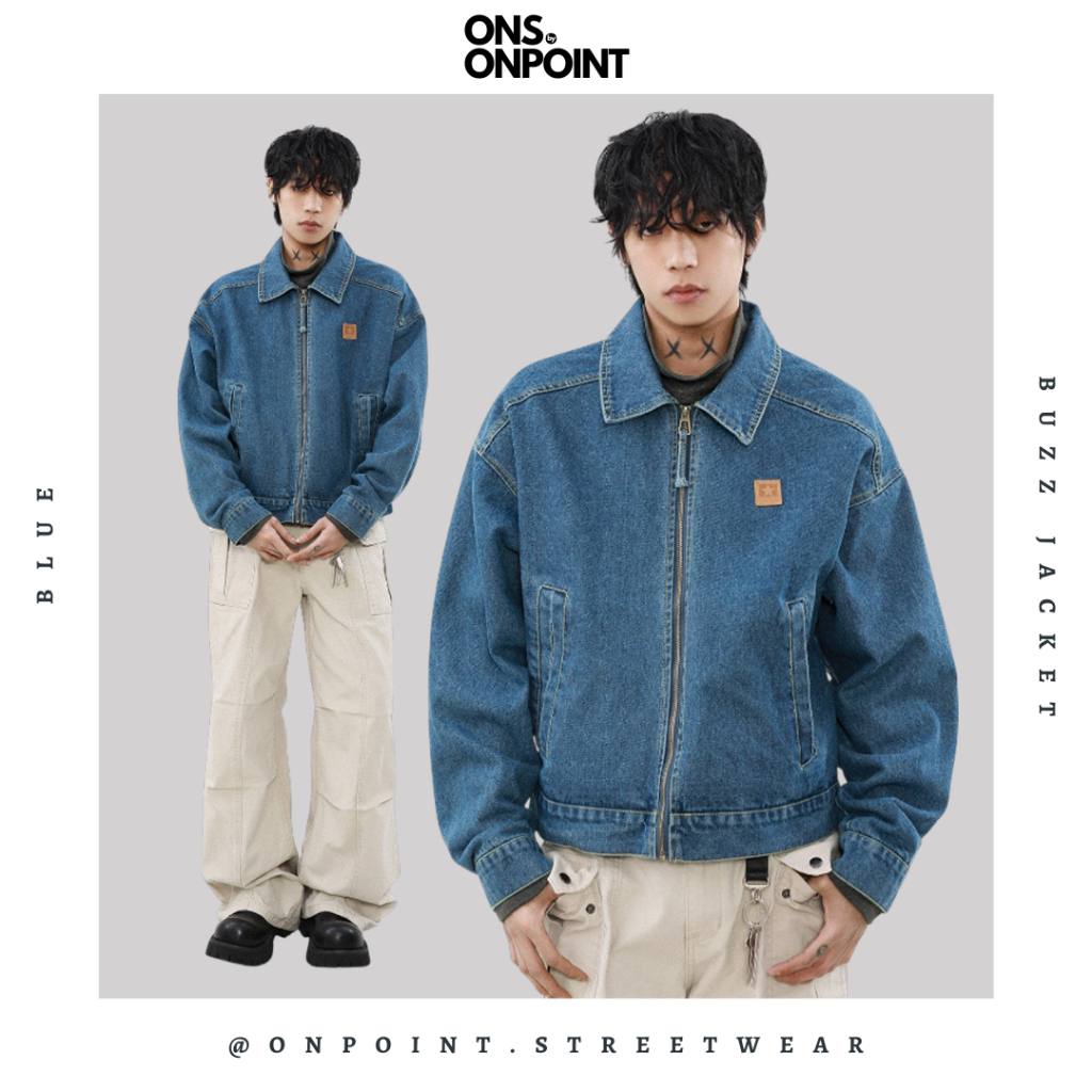 [ONS BY ONPOINT] Buzz Denim Jacket - jaket denim pria jaket varsity pria leather jacket baseball jak