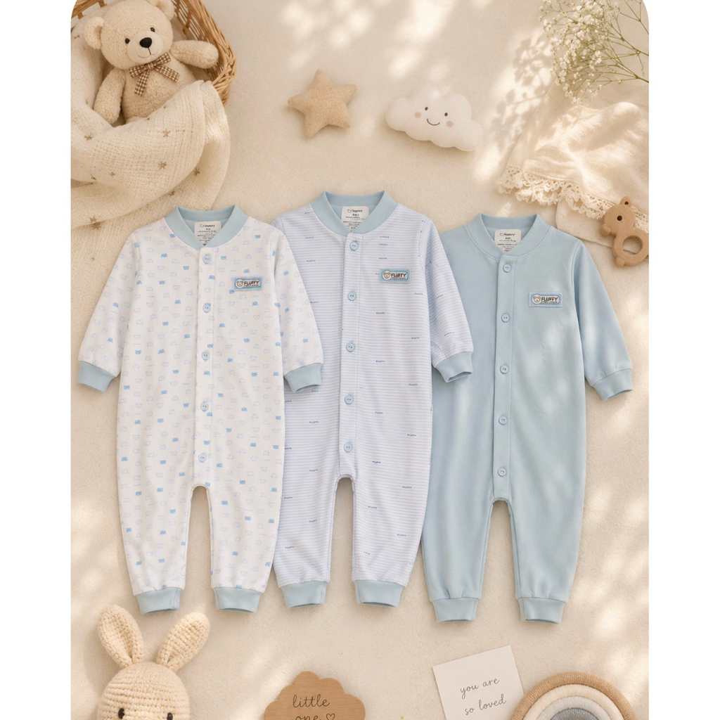FLUFFY sleepsuit bayi newborn merk fluffy fluffy baby wear baju bayi fluffy UKURAN