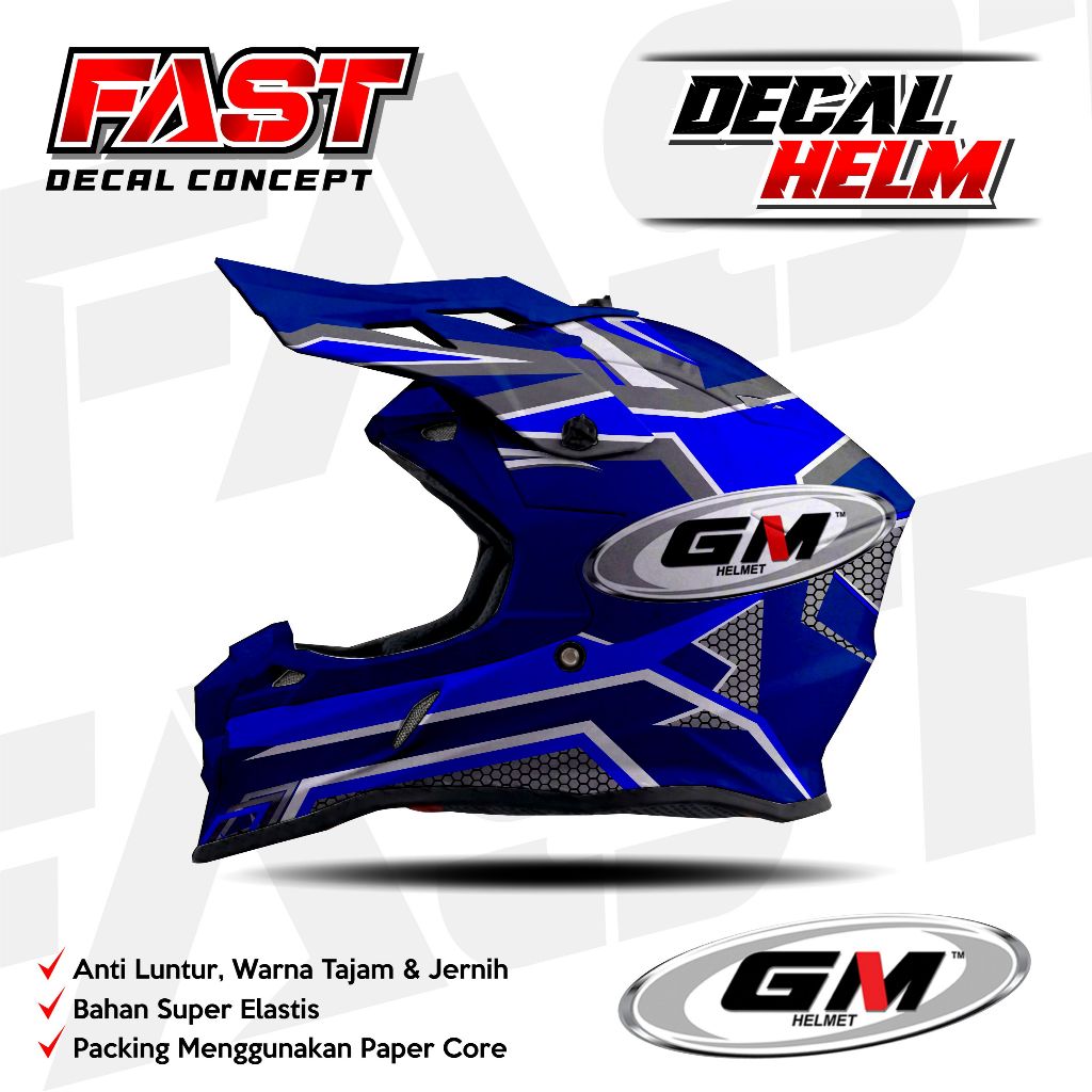 Decal stiker helm GM Cross Fullface  Motif Racing Livery  HELM GM Simpel Design Sticker Helm Anti Pu