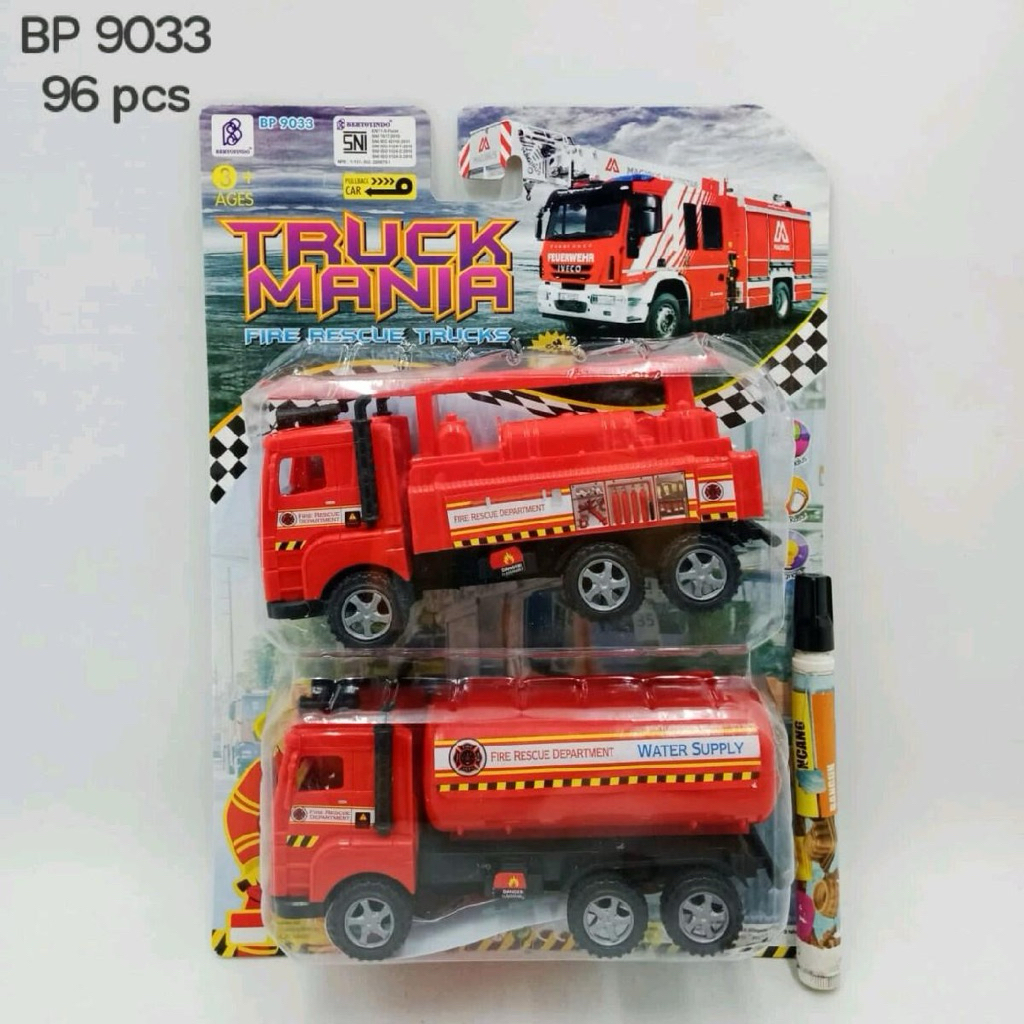 Mainan Anak Mobil Truck mania damkar isi 2 set/Bp9033