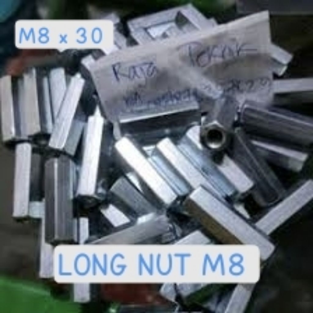 long nut galvanis m8 - mur panjang m8