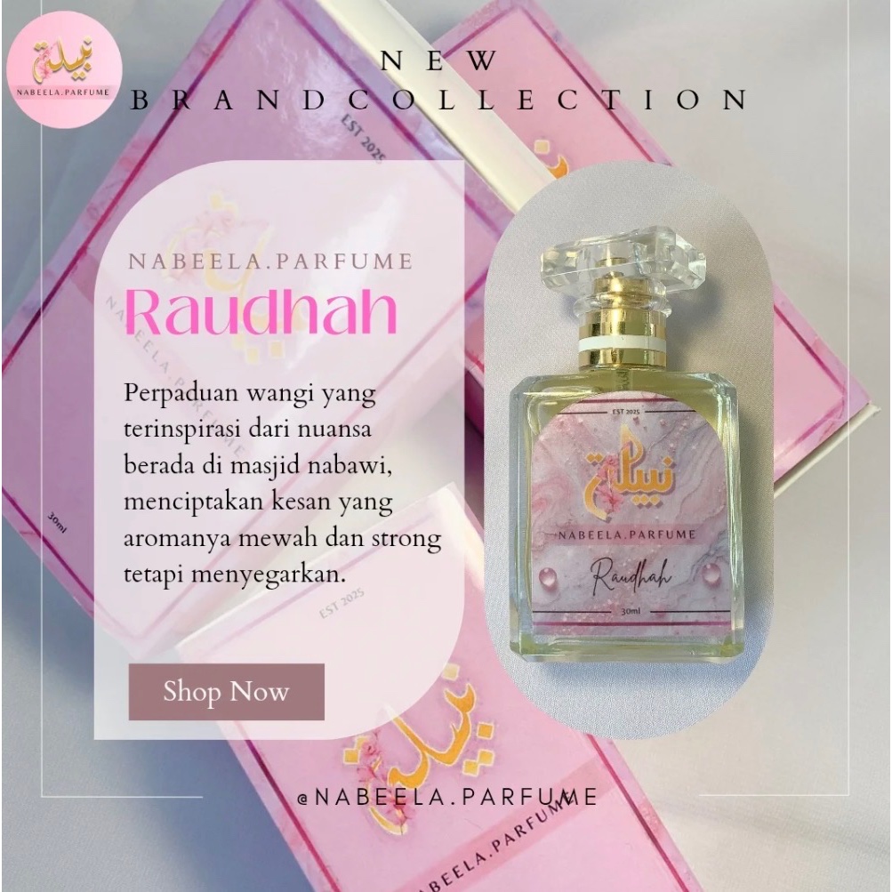 Parfume Raudhah 30ml Botol Kaca Pink