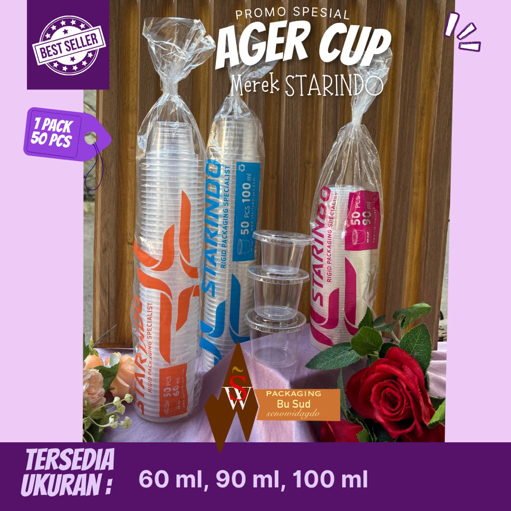 PROMO GROSIR- Termurah di shopee Cup Pudding 60ml 90ml 100ml Starindo @50 Pcs / Gelas Plastik Kecil 