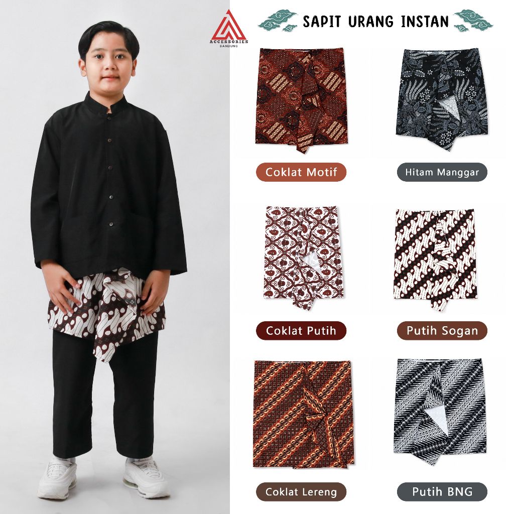 sapit urang instan anak & dewasa sembong jarik praktis silat perekat batik siap pakai