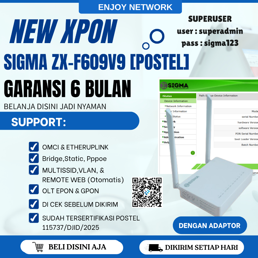 XPON EPON-GPON F609V9 DENGAN ADAPTOR ONT ONU