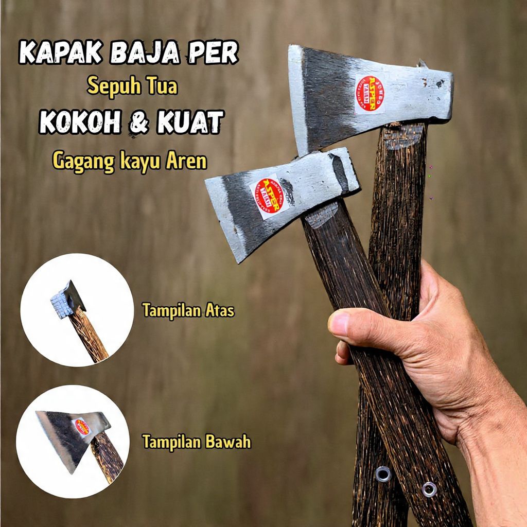 kapak besar baja per asli dengan grat siap tebas kapak petukangan