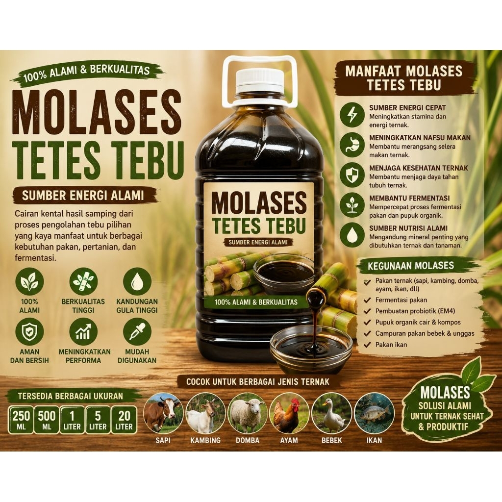 Molases Tetes Tebu Peternakan Dan Pertanian 1kg