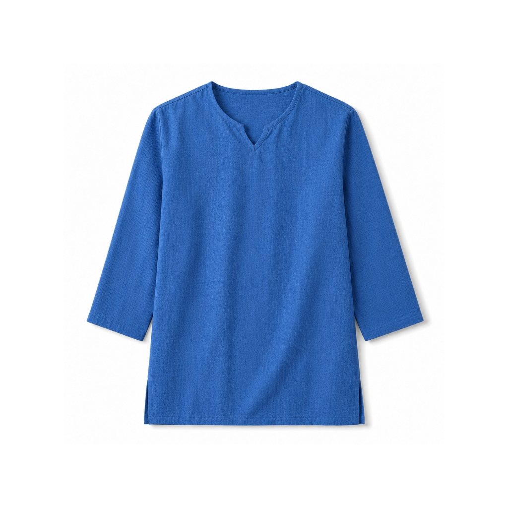 Baju Koko Pria Dewasa Lengan 3/4 Kerah V-Neck