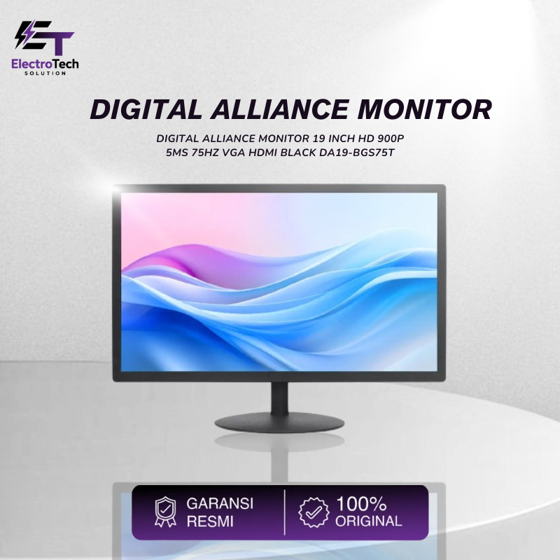 DIGITAL ALLIANCE MONITOR 19 INCH HD 900P 5MS 75HZ VGA HDMI BLACK DA19-BGS75T