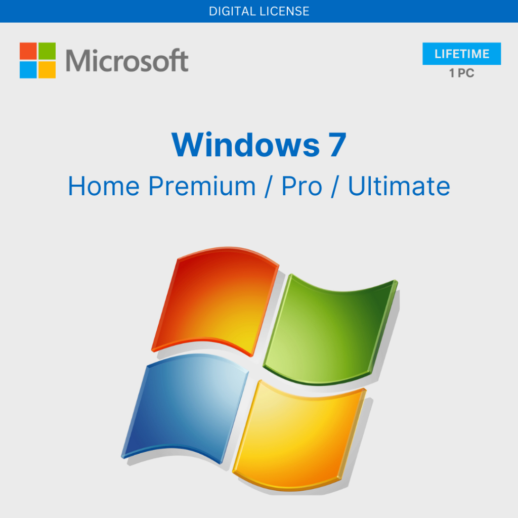 Windows 7 Home Premium | Pro | Ultimate - Original Lifetime License Key