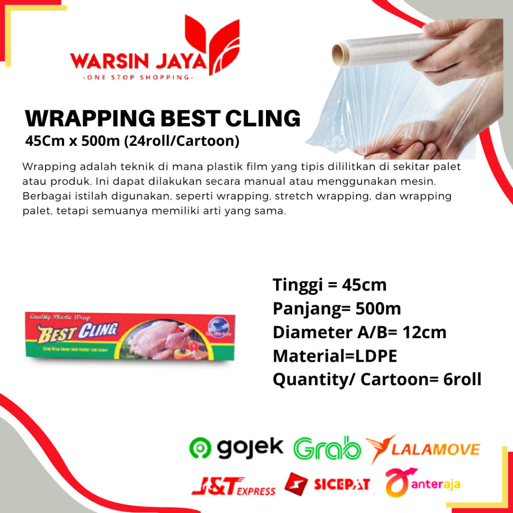 WRAPPING BEST CLING UK 45CM X 500M