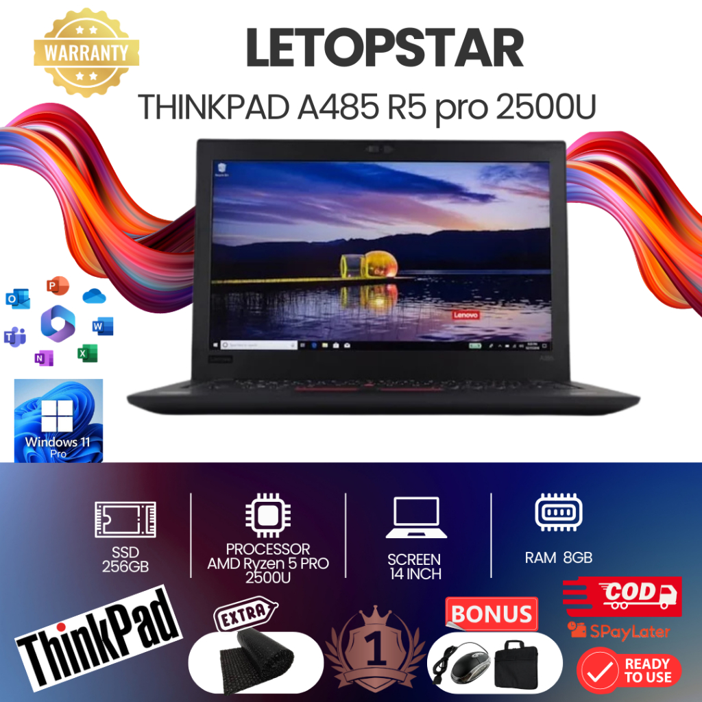 Laptop lenovo thinkpad A485 Ryzen 5 pro 2500u Ram 8GB Mulus Original