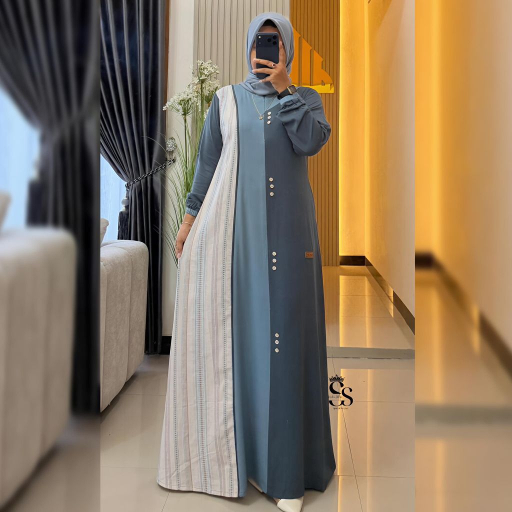 (READY STOK) Dress saulin store terbesar bahan cotton dobby  mix twill uniqlo premium