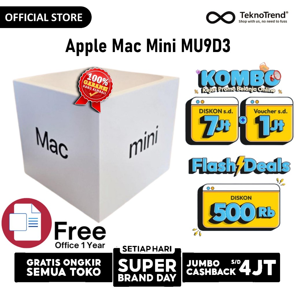 APPLE MINI PC MAC MINI 2024 MU9D3 MU9E3 - M4 10 CPU 10 GPU 16NE 16GB 256GB MAC OS 1Y