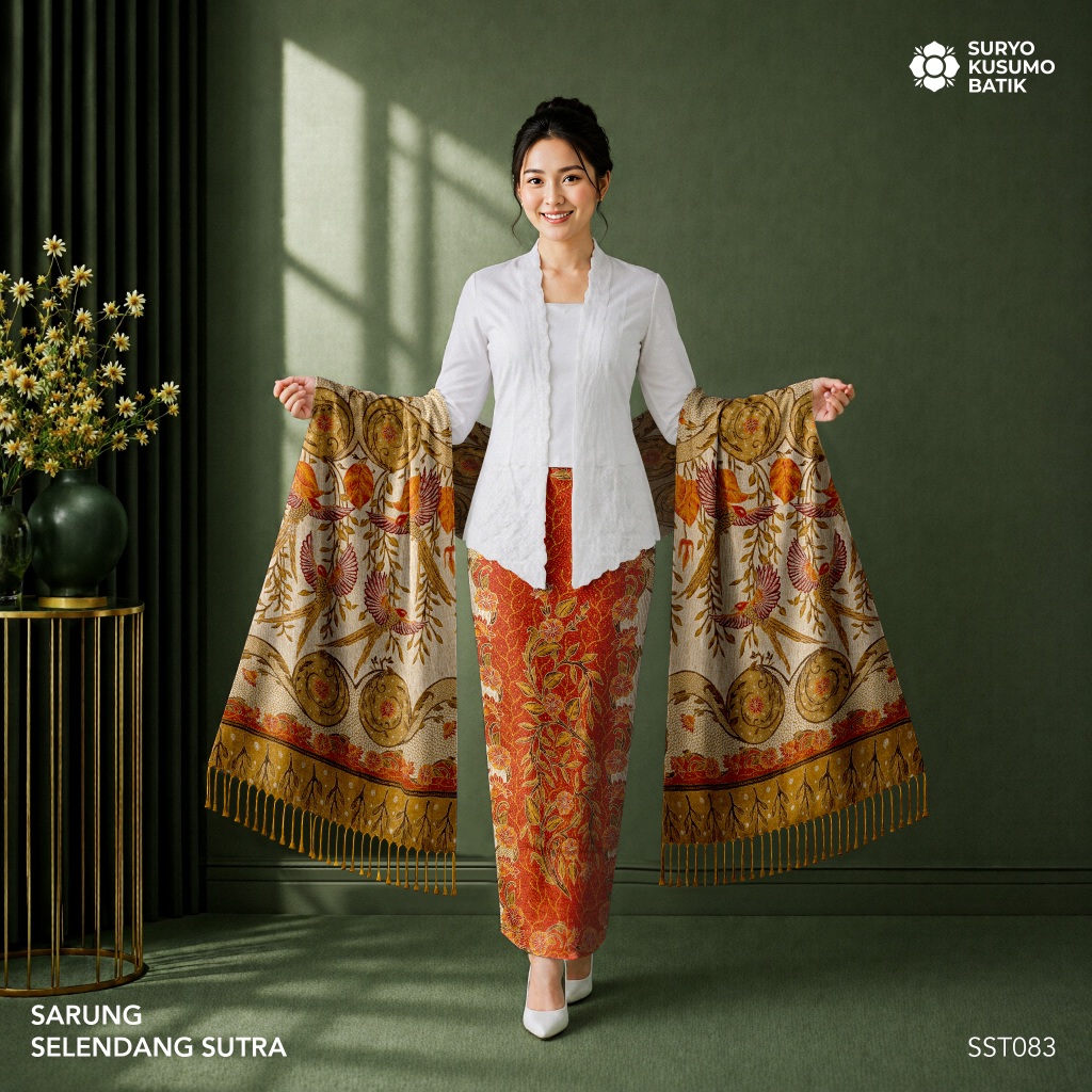 Suryo Kusumo Batik - Kain Batik Tulis Sarung Selendang Sutra Wanita - Peksi Gold