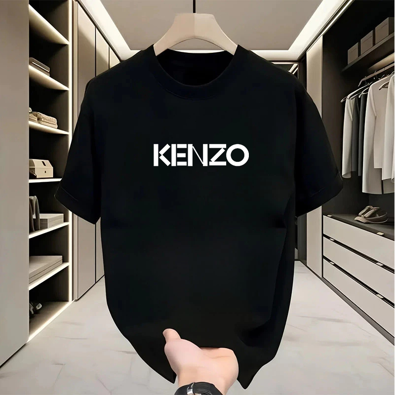 Kaos Pria Distro Oversize KENZO Hitam Putih | Desain Logo Putih | 100% Katun Premium | COD