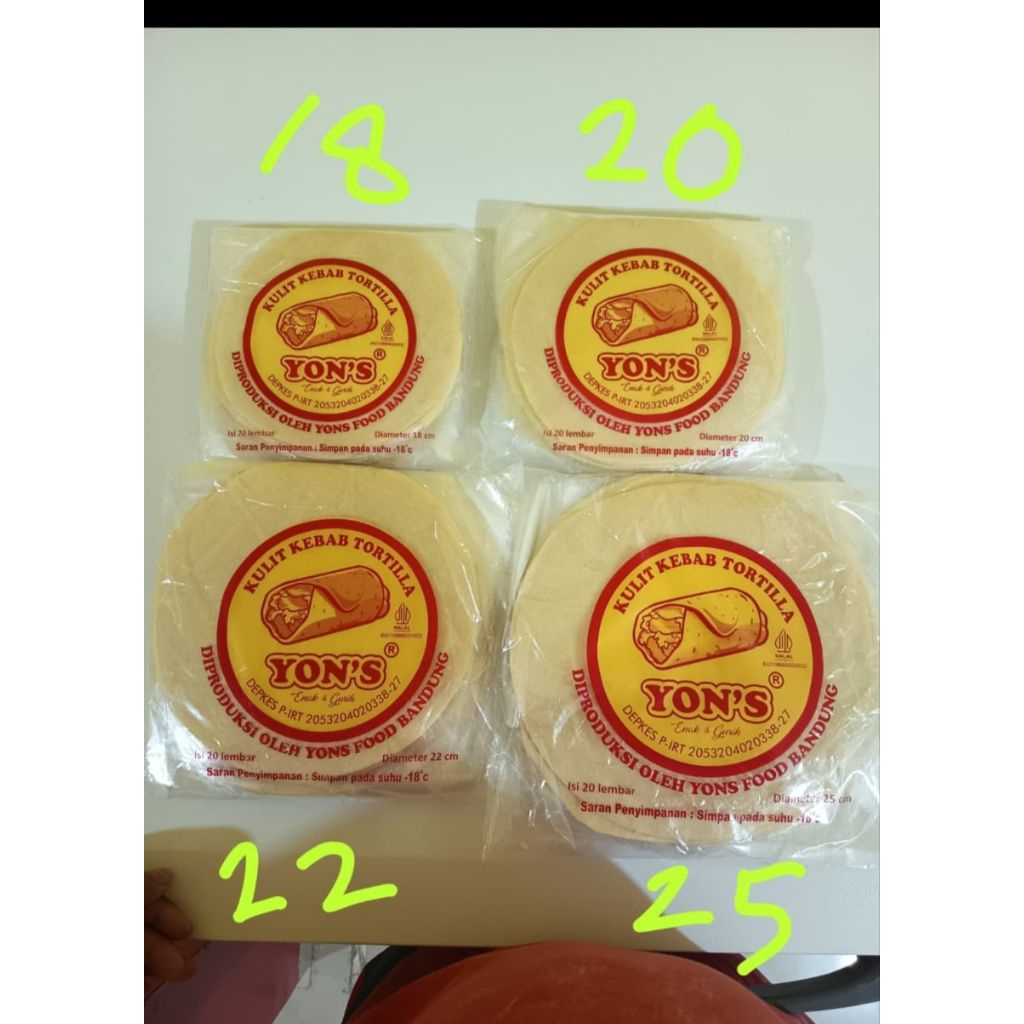 kulit kebab tortila 18 cm isi 20 lembar