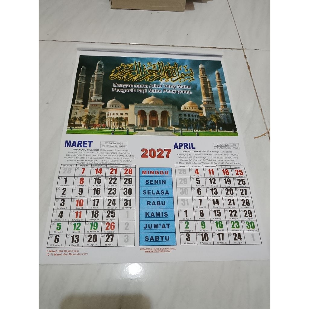 KALENDER 2027 TERBARU - LENGKAP HITUNGAN WUKU JAWA ISLAM