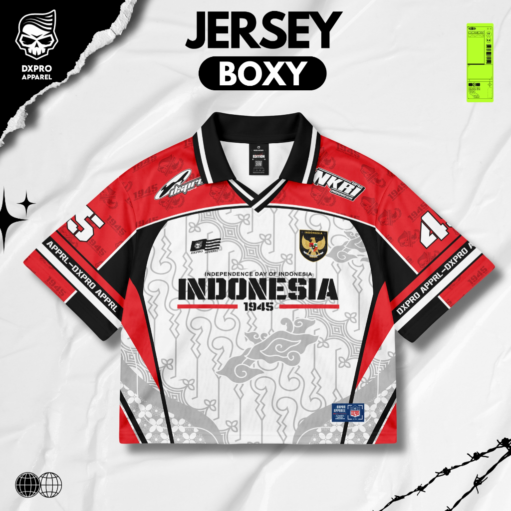 JERSEY BOXY DXPRO V5 RED NKRI SPESIAL KEMERDEKAAN INDONESIA-Bahan Dry-Fit UV Premium Unisex