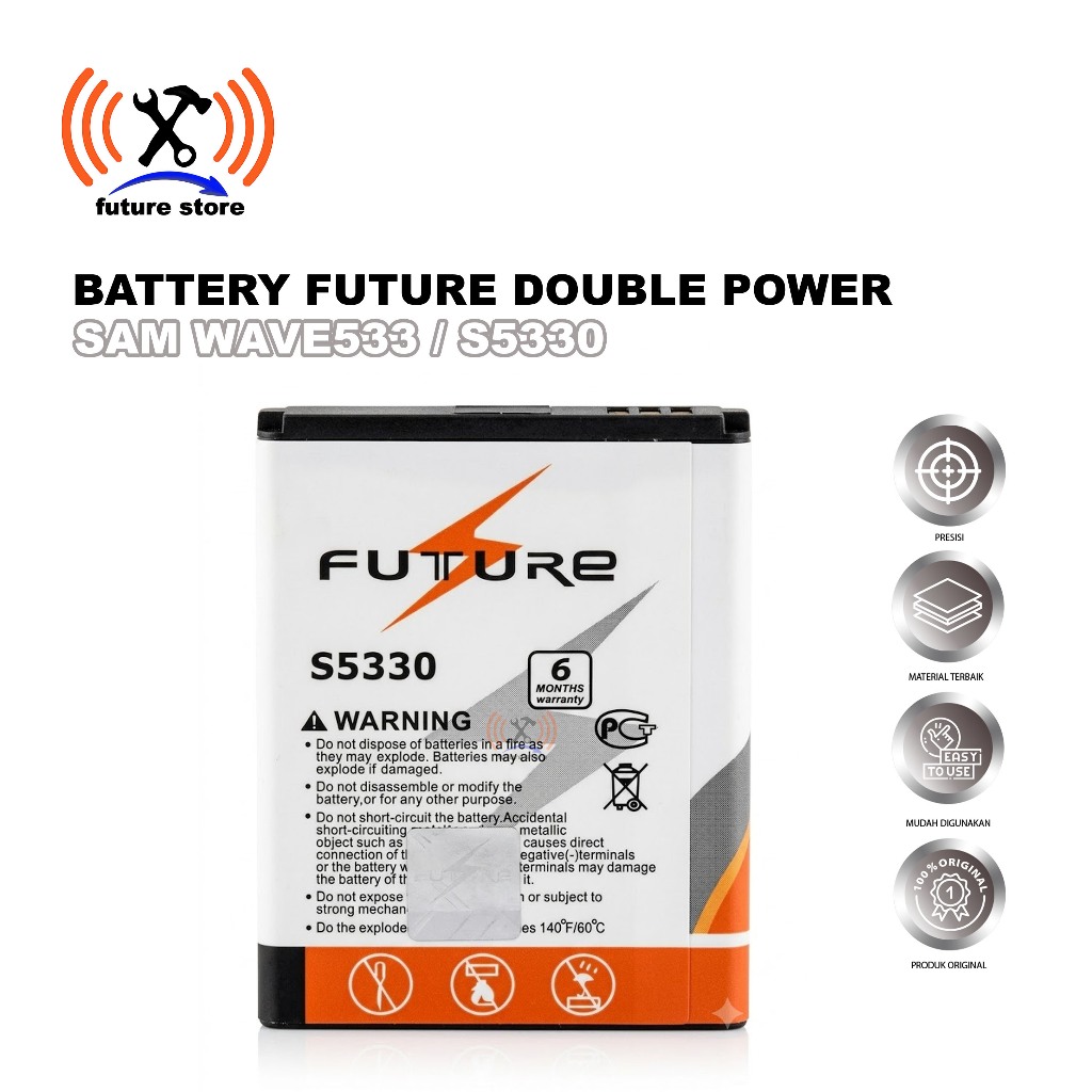 BATTERY FUTURE DOUBLE POWER SAMSUNG WAVE 533 / S5330 ORIGINAL - BATERAI PENGGANTI BERKAPASITAS TINGG