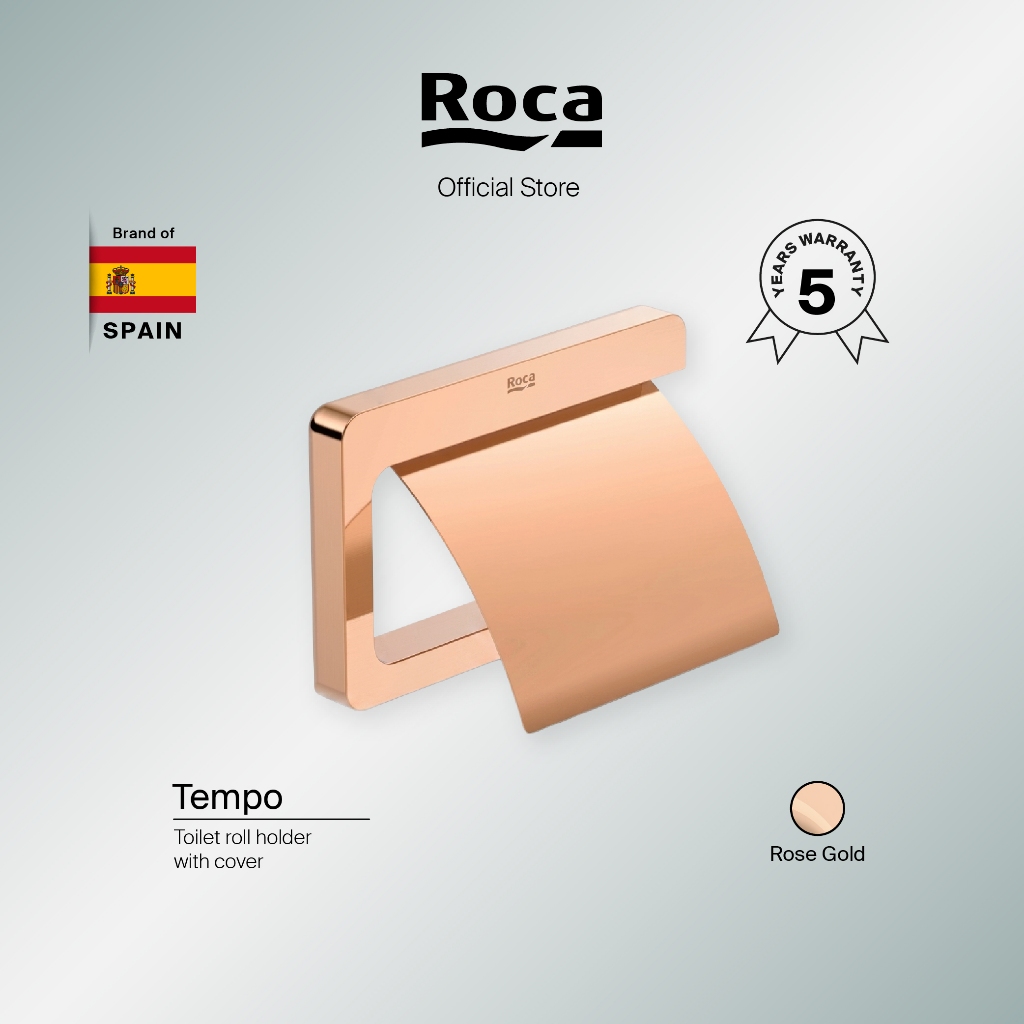 ROCA Tempo Toilet Roll Holder with Cover Rose Gold | Tempat Tisu Toilet Dinding