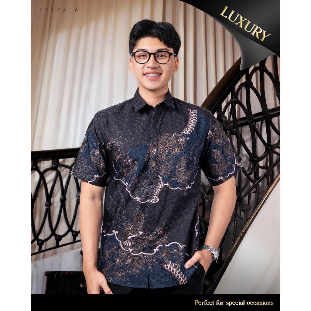 Laskala Batik Premium Niskala Kemeja Batik Pria Slimfit Lengan Pendek