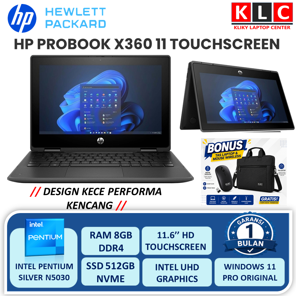Notebook Hp Probook X360 Intel Pentium N5030 8GB 512GB SSD 11 Touchscreen Windows 11 Pro