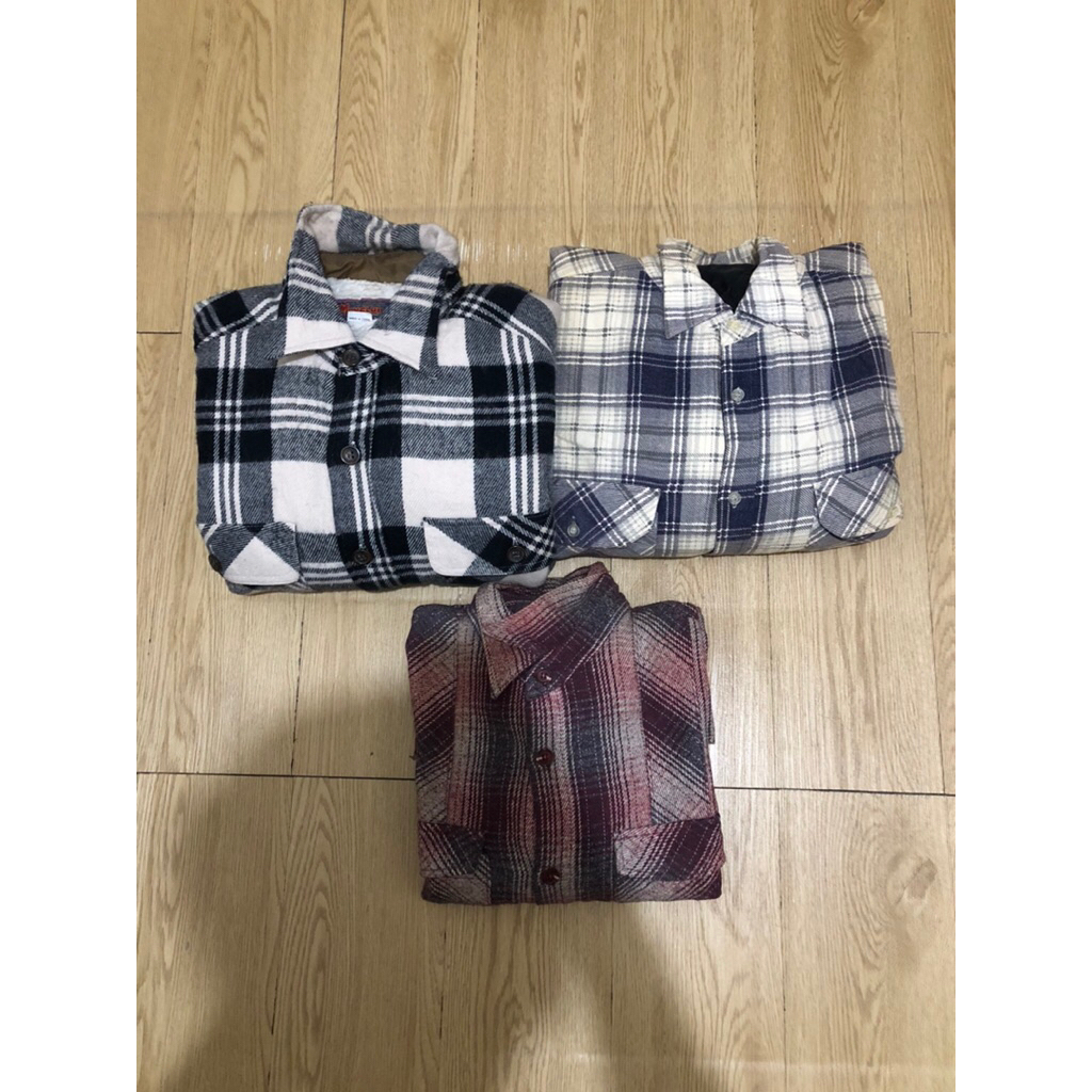 (HARGA NET / PAS) PRELOVED BORONGAN KEMEJA FLANNEL 3 PCS / KEMEJA / FLANNEL / FLANNEL SHIRT / JUAL F