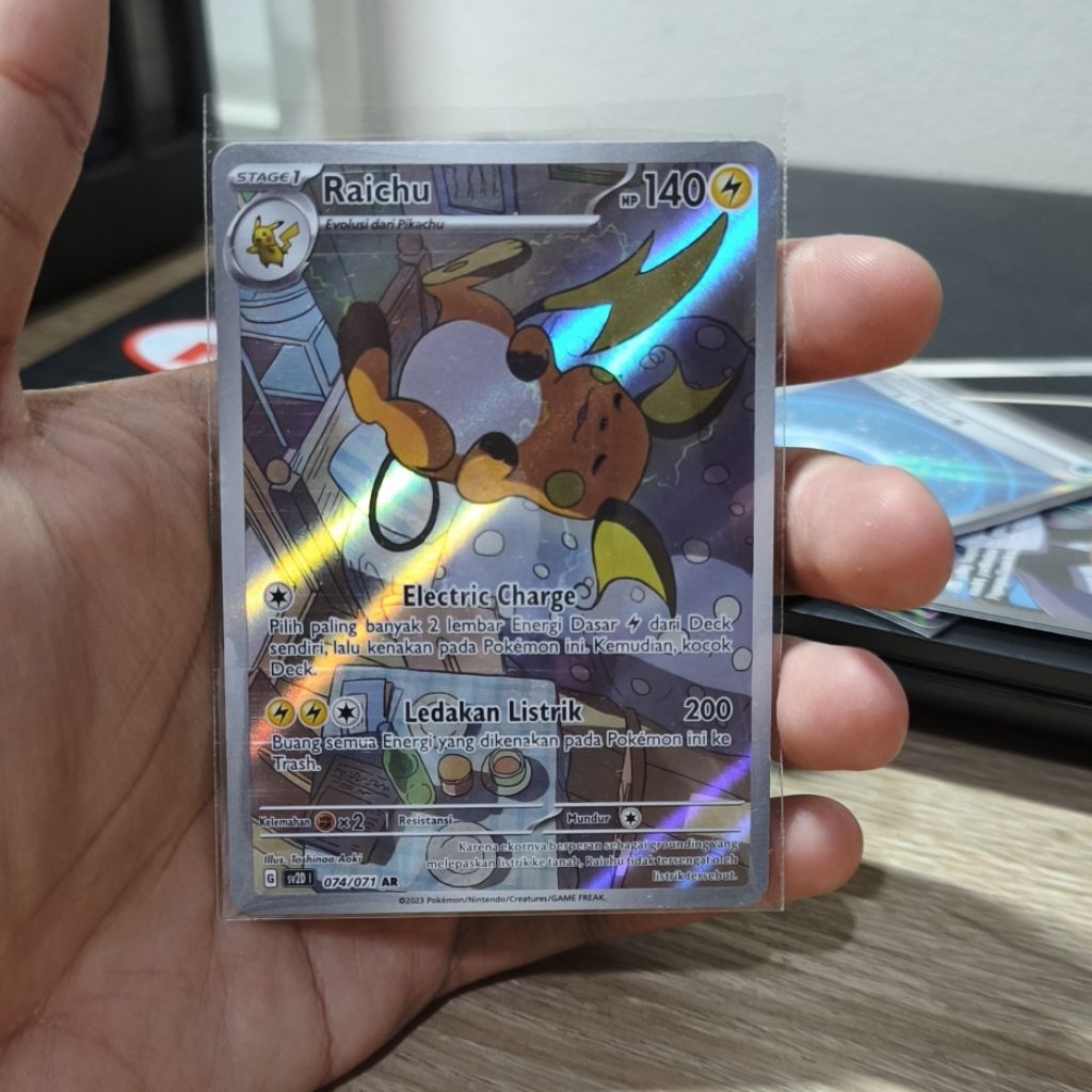 Kartu Pokemon Raichu AR 074/071 sv2P Pemicu Salju Original TCG Indonesia