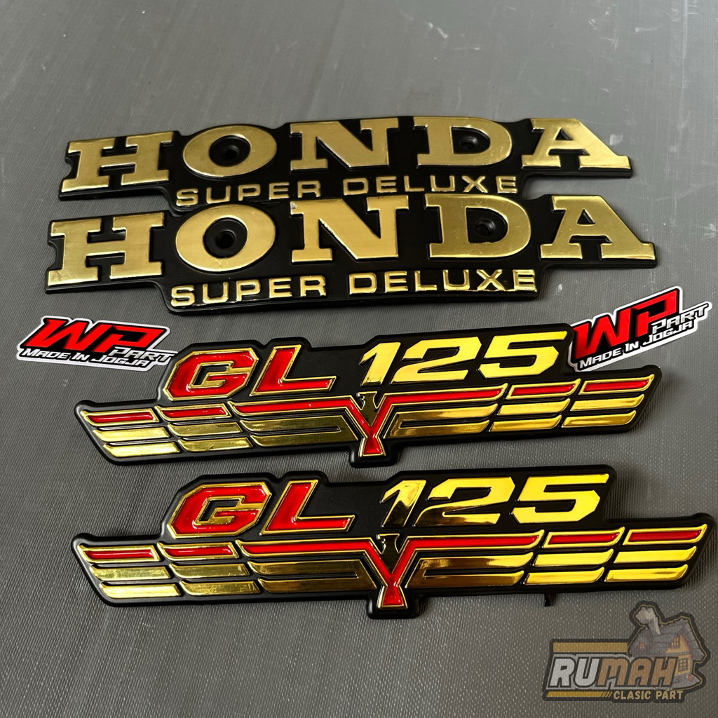 EMBLEM TANGKI GL100 GL125 LOGO TANGKI GL100 GL125 SET EMBLEM TEPONG GARUDA IMPORT WHELLPROF BAHAN KU