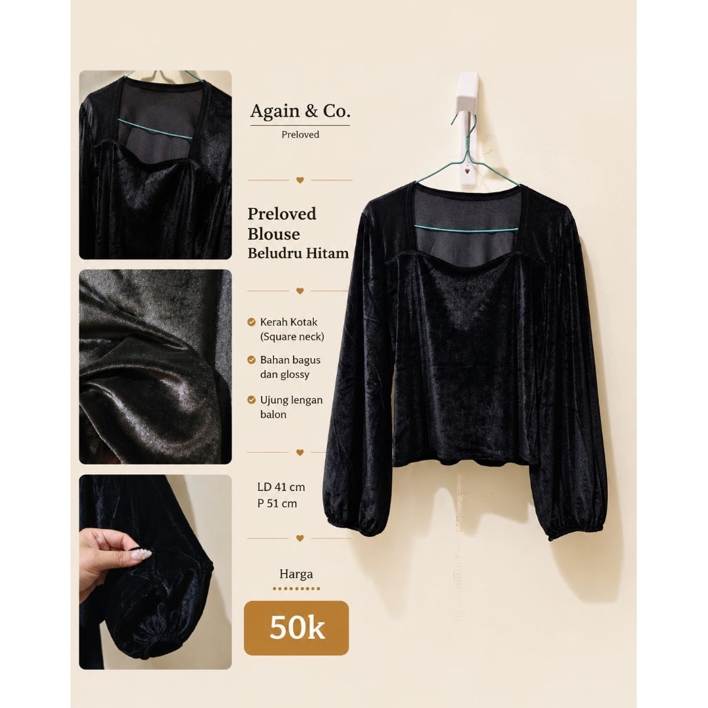 Blouse Velvet Square neck