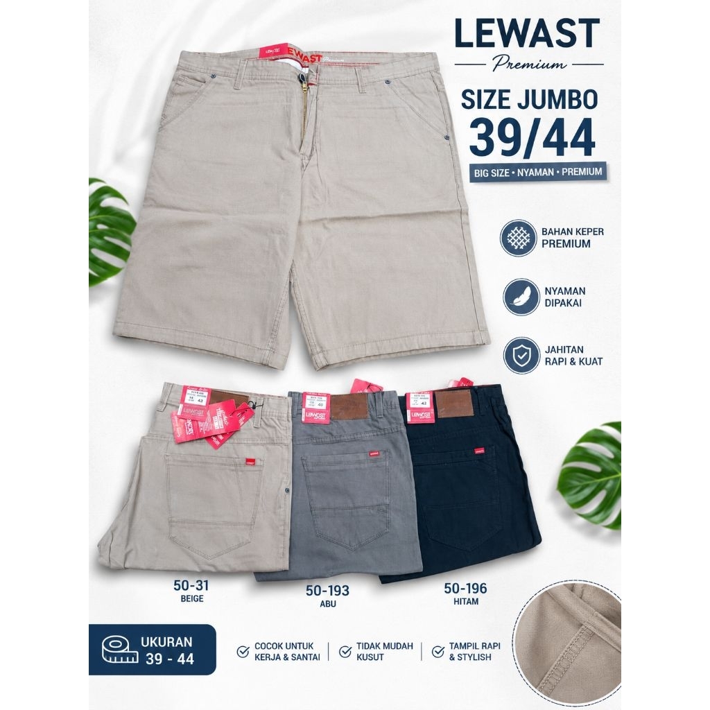 Celana Keper Lee Lewast Pria Jumbo Size 39 40 41 42 43 44 | Big Size Premium Bahan Keper Tebal Nyama