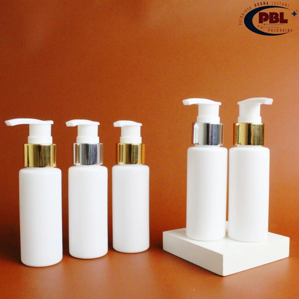 BOTOL PUMP 60ml HDPE PUTIH / BOTOL PLASTIK HDPE 60ml / BOTOL LOTION 60ml/ TUTUP PUMP ALUMUNIUM NECK 