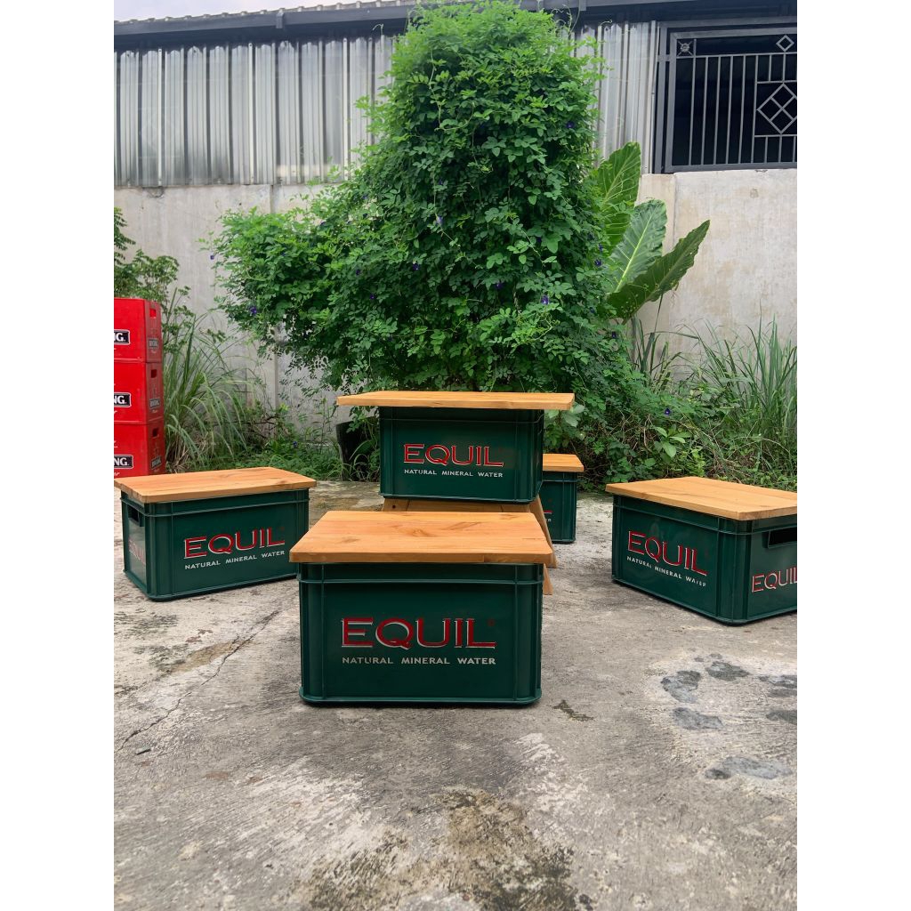 set 1 meja krat equil / greensand + 4 kursi krat equil/greensand/badak | seri krat hijau