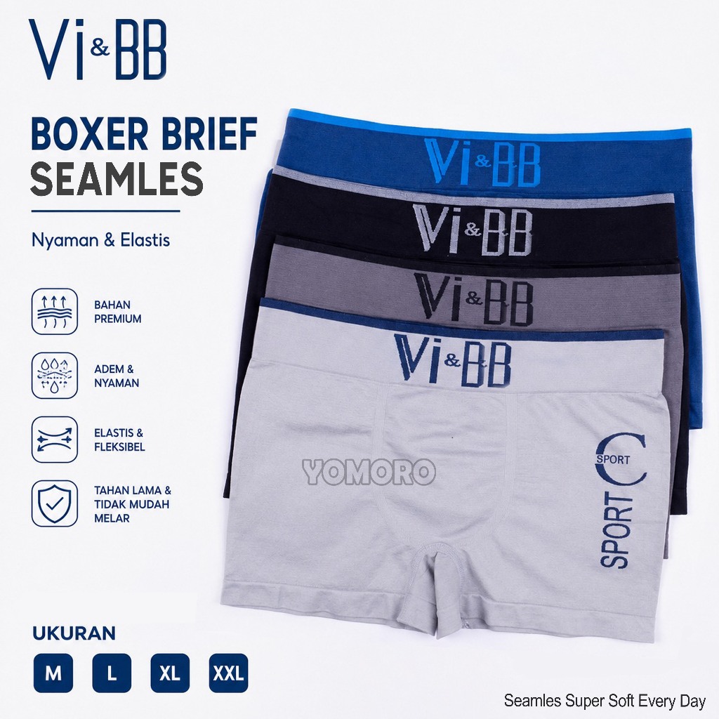 6 PCS - Boxer Pria Vi&BB CD Pria Import Original | Celana Dalam Pria Dewasa Bahan Seamles Adem Lembu