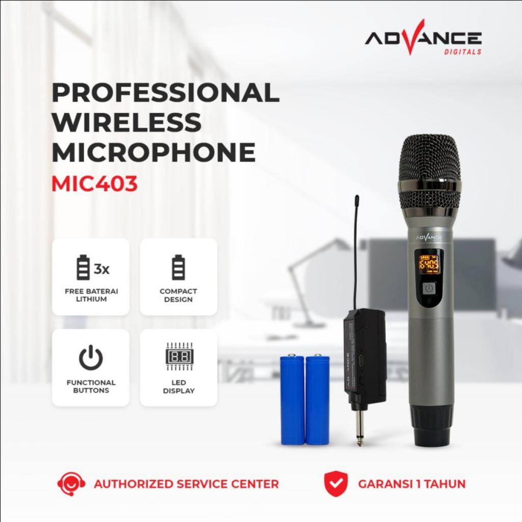 Advance MIC-403 Profesional Wireless Microphone Duet with Case Garansi Resmi 1 Tahun mic403