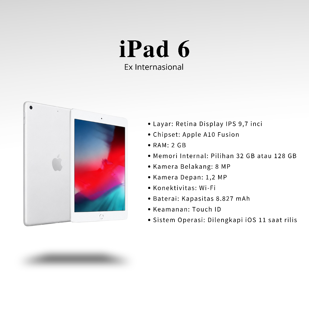 COD / iPad Gen 6 dan iPad Gen 7 / Second Original Inter / Bisa COD / 16GB 32GB 64GB 128GB / Wi-Fi On