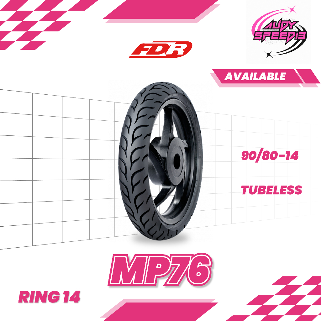Ban Motor Racing Matic FDR MP76 Racing Ban Tubles 90/80-14 Depan Belakang Soft Compound MP 76