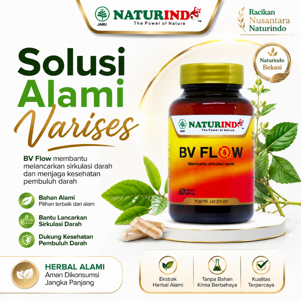 BV FLOW Naturindo Herbal Varises Kaki Bengkak Kesemutan Melancarkan Sirkulasi Darah