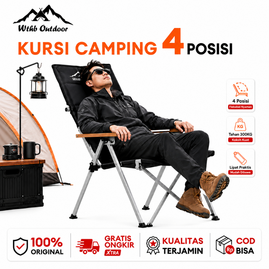 WTHB Outdoor Goyang Outdoor Lipat Aluminium Kursi Pantai Kursi Piknik Kursi Punggung Tinggi Kursi Se