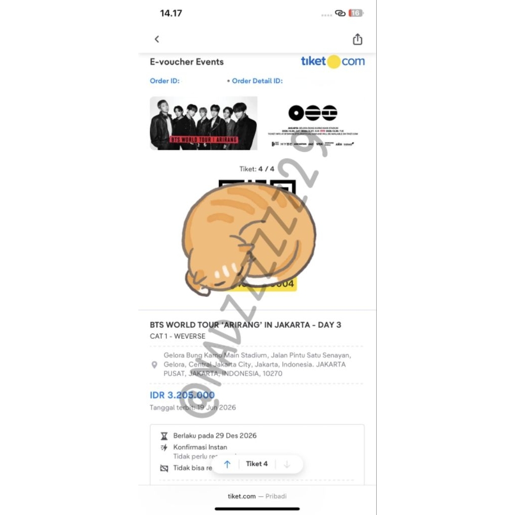 WTS TIKET BTS JAKARTA 1 TIKET CAT 1
