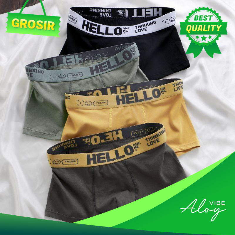 GROSIR P-CD006 Boxer Celana Dalam Pria Dewasa Fashion Men Hello On Me Cook High Quality  Jumbo Bahan
