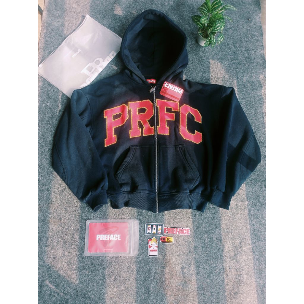 Hoodie preface leather Zip navy