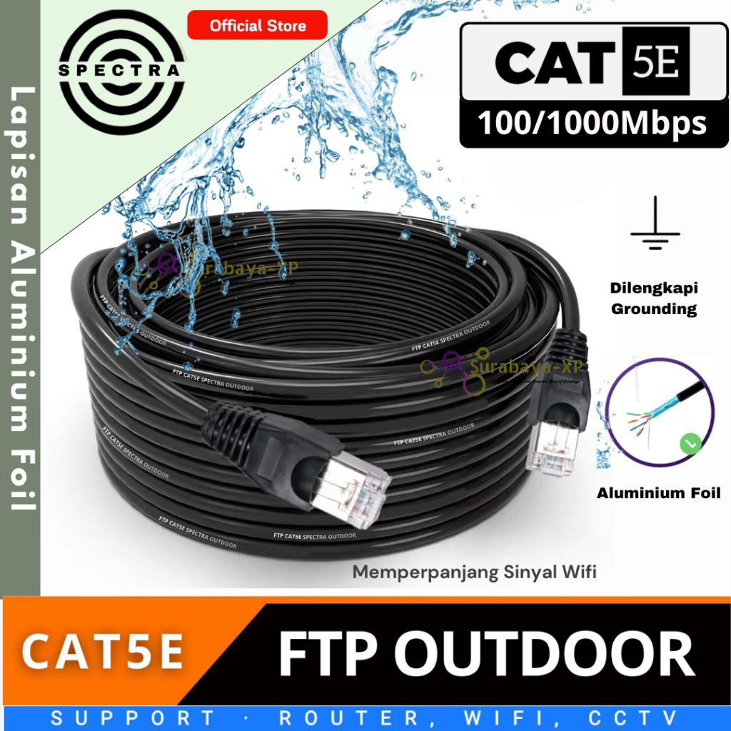 Kabel LAN 50 Meter UTP STP CAT5E 50M 50 M 50Meter FTP Outdoor SPECTRA Internet UTP INDIHOME