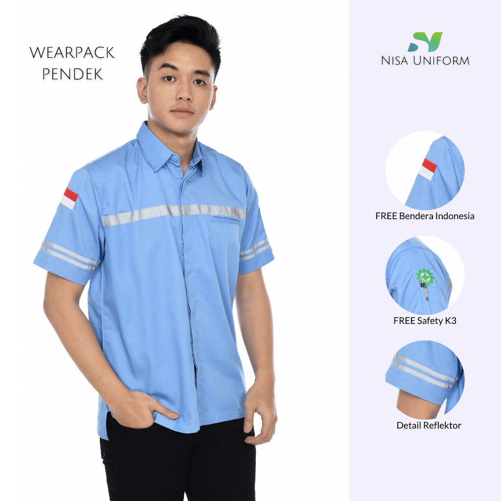 wearpack /atasan safety Baju Wearpack Atasan Lengan Pendek untuk Pekerja Teknisi
