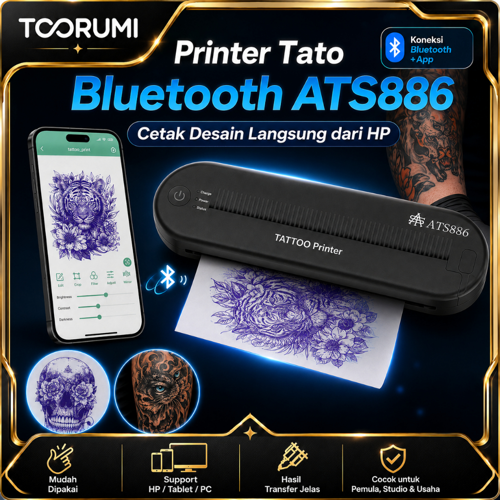 Peripage A40 Printer Thermal Tattoo Stencil A4 – 203DPI Bluetooth Wireless, Mesin Print Transfer Tat