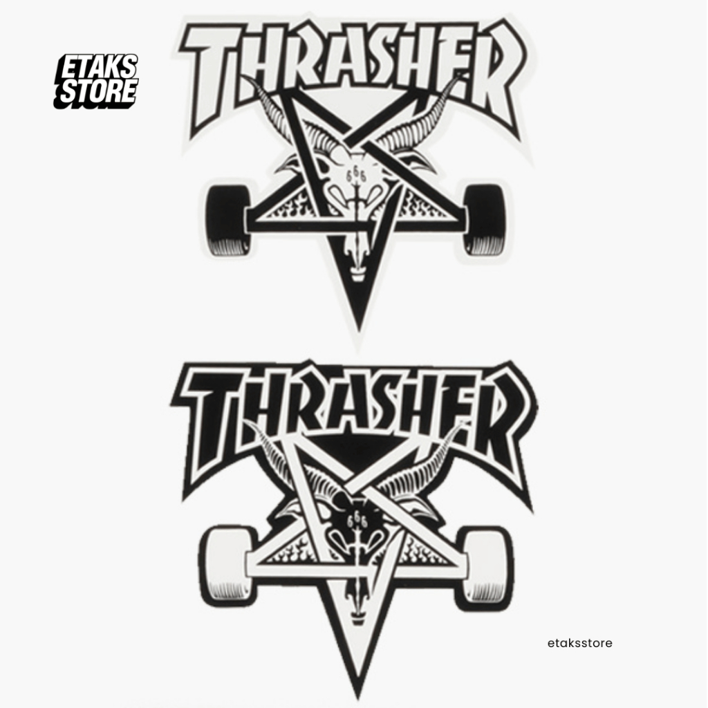Sticker Logo Thrasher Skategoat Large | Skate Brand Street Wear | Import USA | Resmi Original