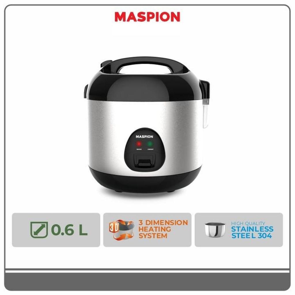 Maspion MRJ0623BSS NEW Panci Stainless 0,6 Liter Rice Cooker Magic Com Penanak Nasi Warmer Steamer M